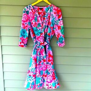 Talbots cotton button-down floral dress with sash, 16P